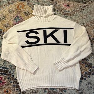 Elan White 'SKI' Turtleneck Sweater